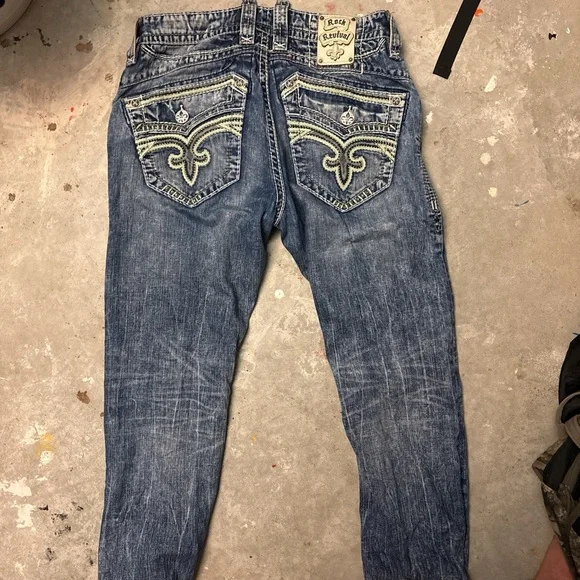 Rock Revival Distressed Blue Men's Jeans